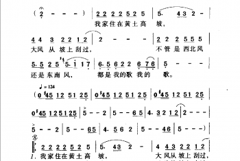 中国名歌500首乐谱：黄土高坡 陈哲词 苏越曲