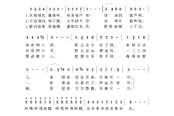 日本经典歌曲谱：森林水车 简谱