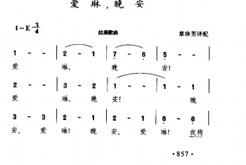 外国现代歌曲简谱：爱琳，晚安 拉美歌曲