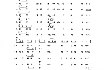 劳动号子：修渠号子(一) 顺义县(号子释文)北京民间歌曲简谱